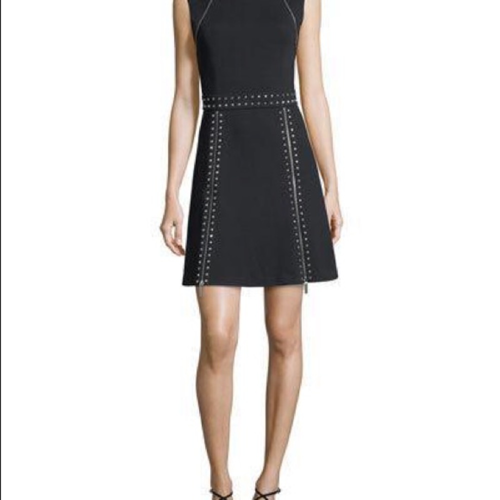 MICHAEL KORS Sleeveless Zip-trim Dress In Black